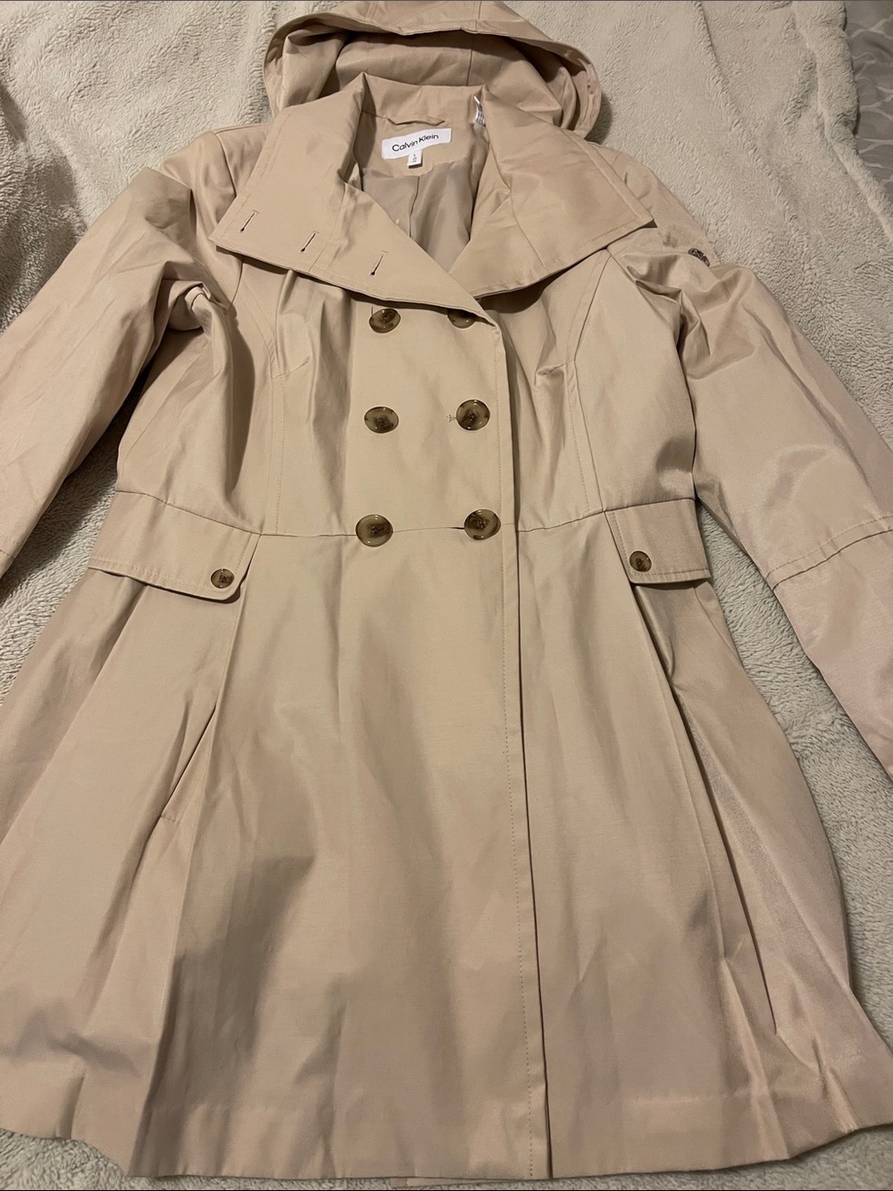 Calvin Klein rain jacket Women’s L beige new without tag